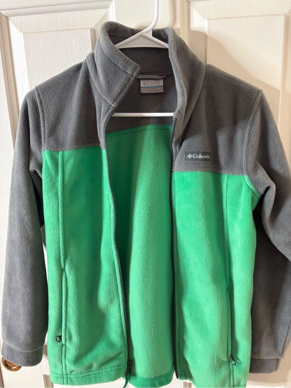 Columbia Green and Gray Colorblock Fleece Jacket